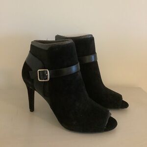 Black Peep-Toe Ankle Boots